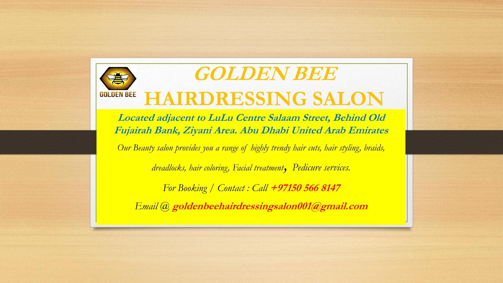 Golden Bee Hairdressing Salon - Al Nahyan - Abu Dhabi